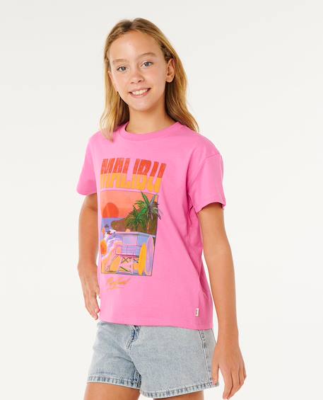 T-shirt hayley o relaxed fille Blanc optique+Super rose 8 - vertbaudet enfant 