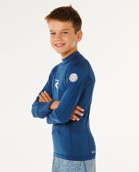 T-shirt anti-uv waves upf manches longues enfant Bleu marine clair+Vitamine c 2 - vertbaudet enfant 