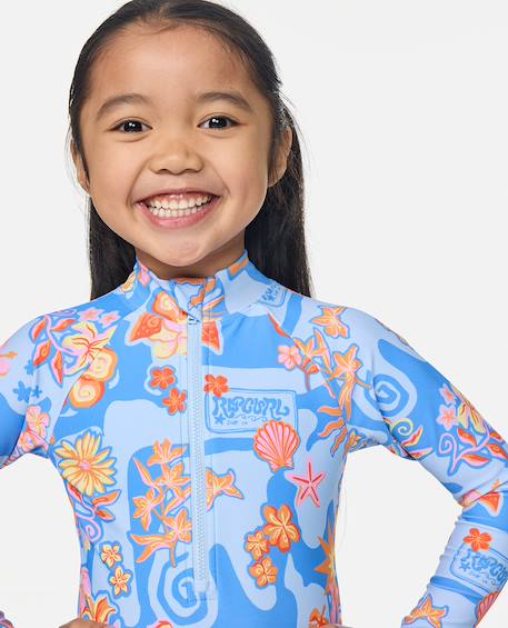 Maillot une pièce manches longues surf magic fille Bleu ciel 4 - vertbaudet enfant 