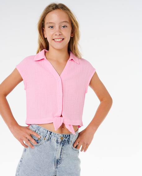 Haut premium woven fille Rose vif 6 - vertbaudet enfant 