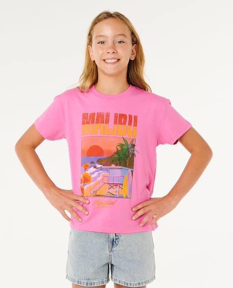 T-shirt hayley o relaxed fille Blanc optique+Super rose 7 - vertbaudet enfant 