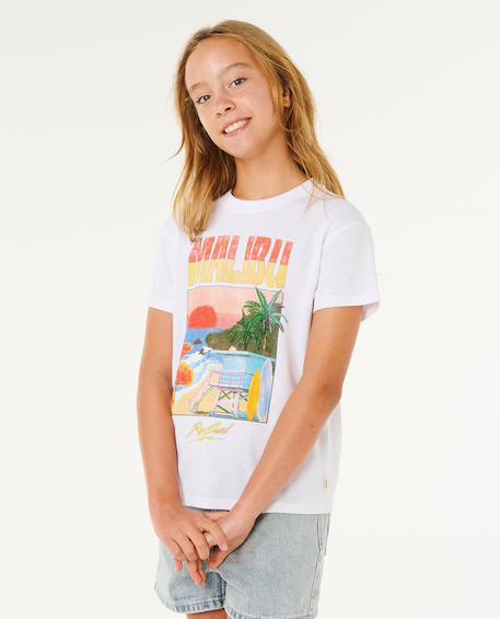T-shirt hayley o relaxed fille Blanc optique+Super rose 2 - vertbaudet enfant 