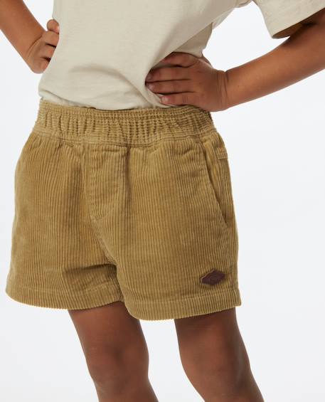 Short de bain volley surf cord enfant Kaki foncé+Noir délavé 3 - vertbaudet enfant 