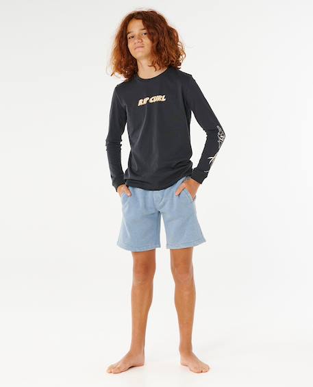 Short epic knit garçon Denim délavé+Noir délavé 6 - vertbaudet enfant 