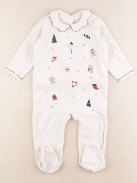 Pyjama velours - 18 mois Blanc 1 - vertbaudet enfant 