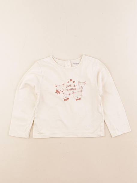 Tee-shirt - 18 mois Beige, rose 1 - vertbaudet enfant 