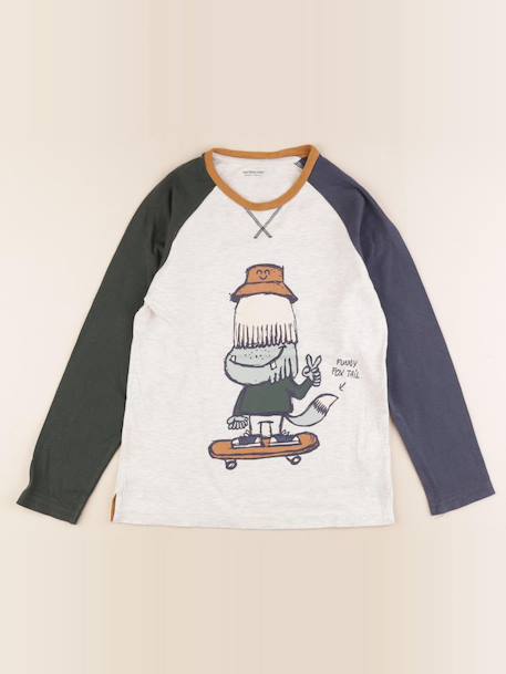 Tee-shirt coton - 10 ans Beige, bleu 1 - vertbaudet enfant 