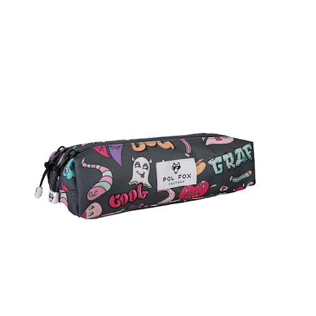 Trousse scolaire 2 compartiments Street Art Gris 2 - vertbaudet enfant 