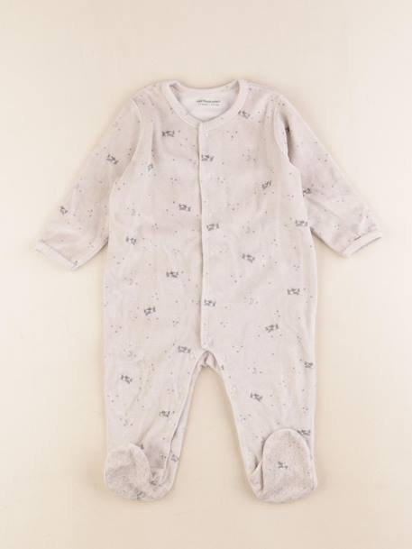 Pyjama velours - 12 mois Beige 1 - vertbaudet enfant 