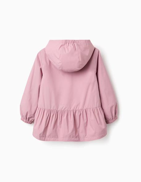 Coupe-vent avec capuche et ourlet à volants Rose clair 2 - vertbaudet enfant 