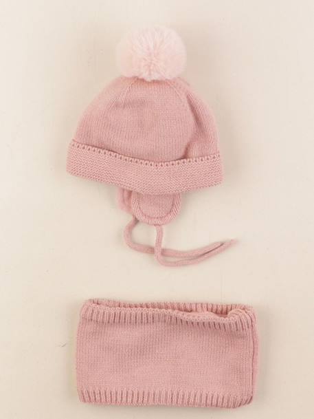 Ensemble bonnet/tour de cou - 3/6 mois Rose 1 - vertbaudet enfant 