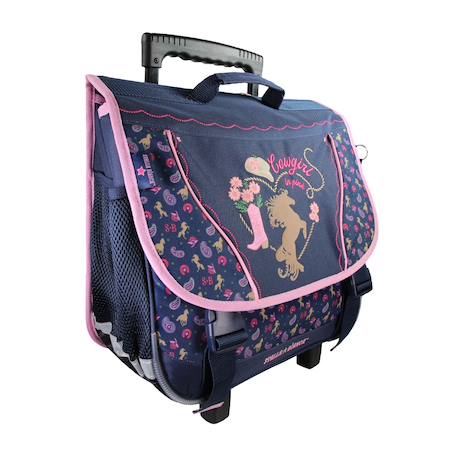 Cartable à roulettes 38 cm Cow Girl Bleu 2 - vertbaudet enfant 