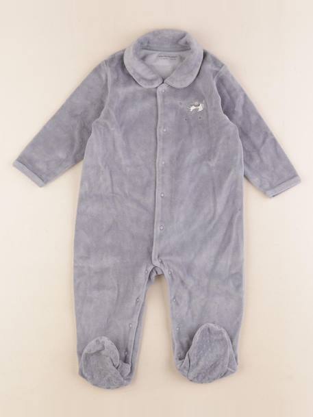 Pyjama velours - 12 mois Gris 1 - vertbaudet enfant 