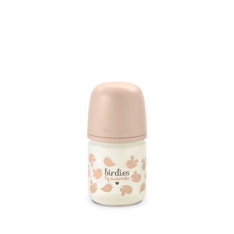 Biberon en verre avec tétine sx pro 120 ml débit xs Oisillons rose+Oisillons vert 1 - vertbaudet enfant 