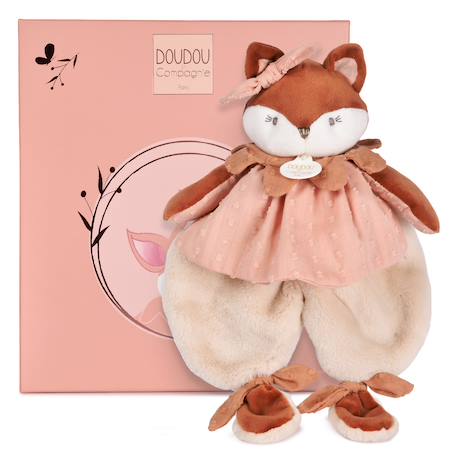 Doudou plat renard 29 cm Rose 2 - vertbaudet enfant 