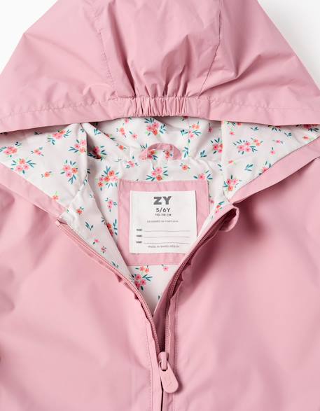Coupe-vent avec capuche et ourlet à volants Rose clair 3 - vertbaudet enfant 