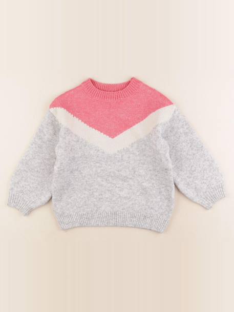 Pull - 4 ans Gris, rose 1 - vertbaudet enfant 