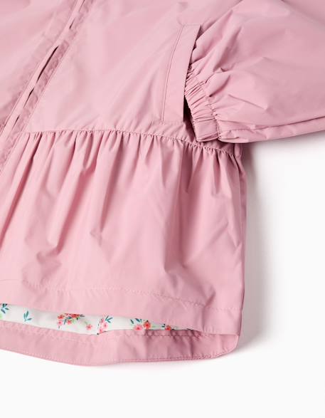 Coupe-vent avec capuche et ourlet à volants Rose clair 4 - vertbaudet enfant 