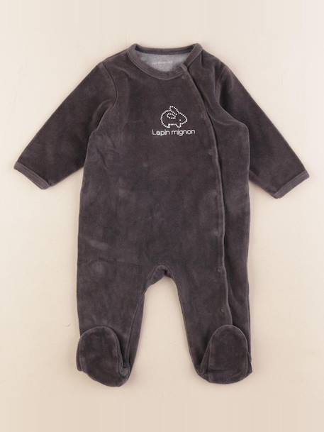 Pyjama velours - 6 mois Taupe 1 - vertbaudet enfant 