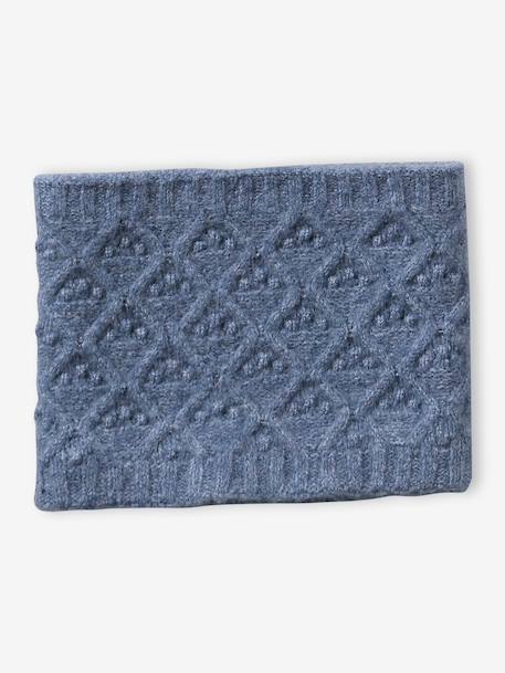 Ensemble fille tricot bonnet, snood et gants bleu ciel+gris chiné 4 - vertbaudet enfant 