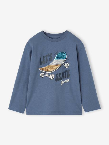 T-shirt manches longues garçon bleu moyen 4 - vertbaudet enfant 
