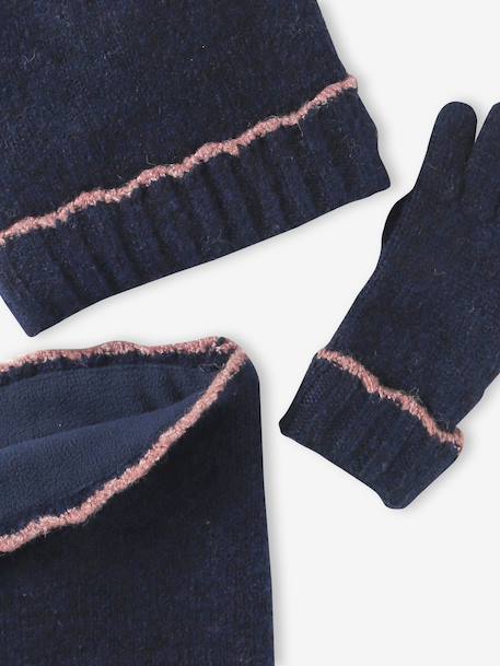 Ensemble fille tricot bonnet, snood et gants marine 6 - vertbaudet enfant 