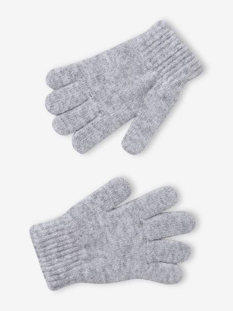 Ensemble fille tricot bonnet, snood et gants bleu ciel+gris chiné 10 - vertbaudet enfant 
