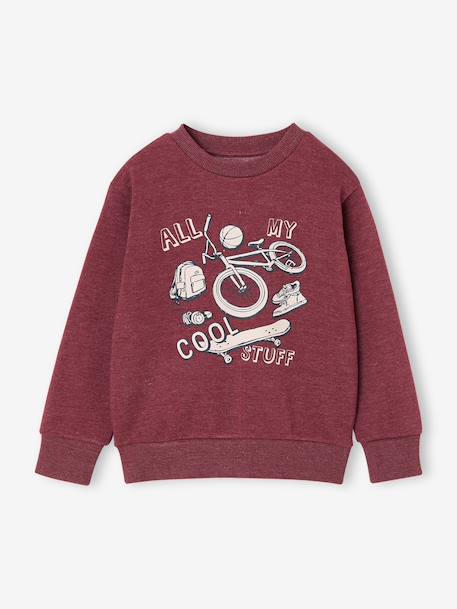 Sweat garçon col rond manches longues blanc chiné+bleu nuit+rouge chiné 11 - vertbaudet enfant 