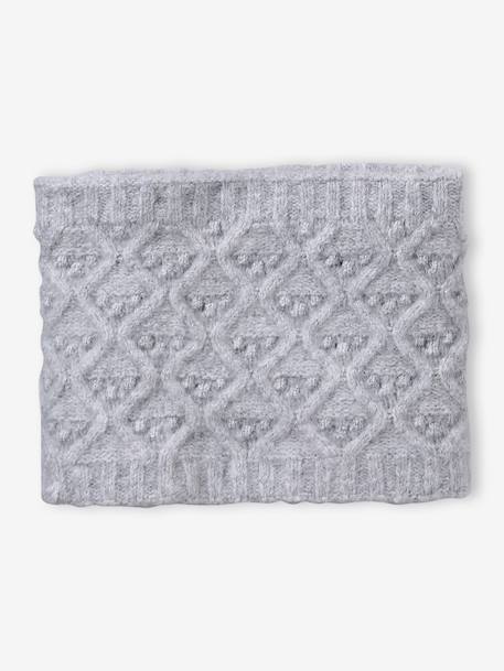 Ensemble fille tricot bonnet, snood et gants bleu ciel+gris chiné 11 - vertbaudet enfant 
