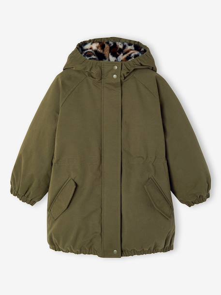 Parka fille à capuche doublée imitation fourrure bois de rose+noir+prune+vert foncé 21 - vertbaudet enfant 
