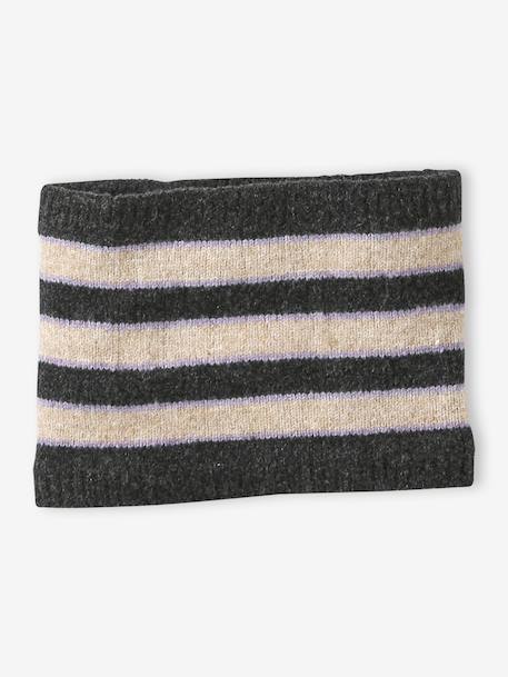 Ensemble fille bonnet, snood et gants tricot anthracite 4 - vertbaudet enfant 