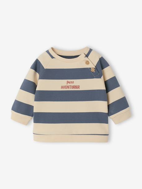 Sweat bébé en molleton bleu grisé+rayé bleu+rayé vert+tomette+vert sapin 1 - vertbaudet enfant 