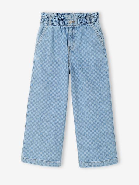Pantalon fille large motifs fantaisie bleu clair+bleu foncé+denim gris 1 - vertbaudet enfant 