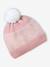 Ensemble fille en tricot bonnet, snood et gants rose poudré 2 - vertbaudet enfant 