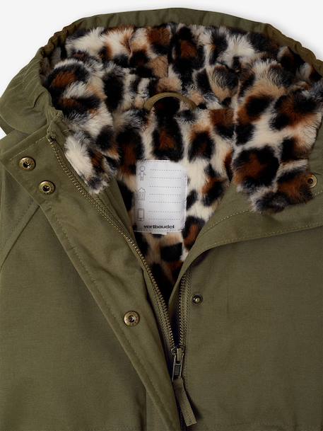 Parka fille à capuche doublée imitation fourrure bois de rose+noir+prune+vert foncé 24 - vertbaudet enfant 