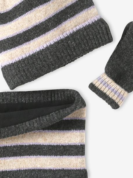 Ensemble fille bonnet, snood et gants tricot anthracite 6 - vertbaudet enfant 