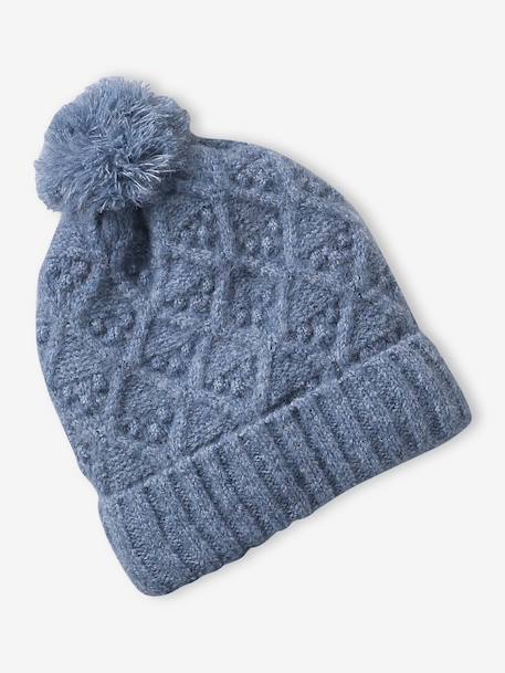 Ensemble fille tricot bonnet, snood et gants bleu ciel+gris chiné 2 - vertbaudet enfant 