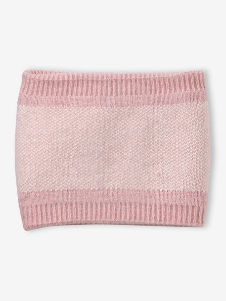 Ensemble fille en tricot bonnet, snood et gants rose poudré 4 - vertbaudet enfant 