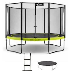 -Trampoline ø 360cm + filet de sécurité + échelle + bâche - punchi 360 vert