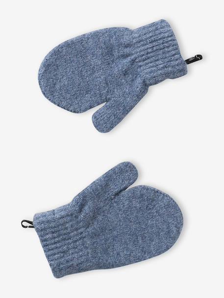 Ensemble fille tricot bonnet, snood et gants bleu ciel+gris chiné 5 - vertbaudet enfant 
