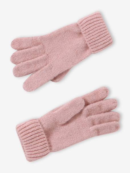 Ensemble fille en tricot bonnet, snood et gants rose poudré 3 - vertbaudet enfant 