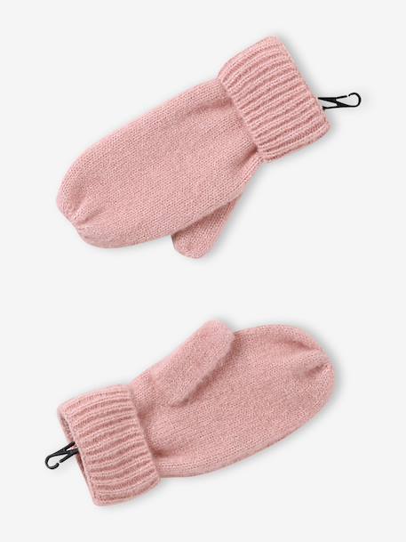 Ensemble fille en tricot bonnet, snood et gants rose poudré 5 - vertbaudet enfant 