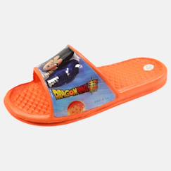 Chaussures-Claquettes enfant orange avec bride large et motif personnage dragon ball z
