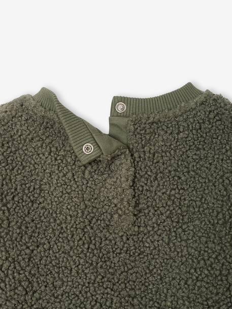 Sweat bébé en sherpa noix de pécan+vert 12 - vertbaudet enfant 
