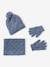 Ensemble fille tricot bonnet, snood et gants bleu ciel+gris chiné 1 - vertbaudet enfant 