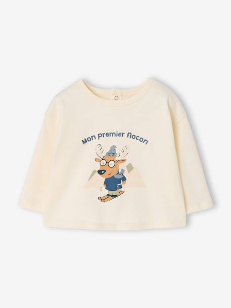 T-shirt manches longues bébé garçon écru 1 - vertbaudet enfant 