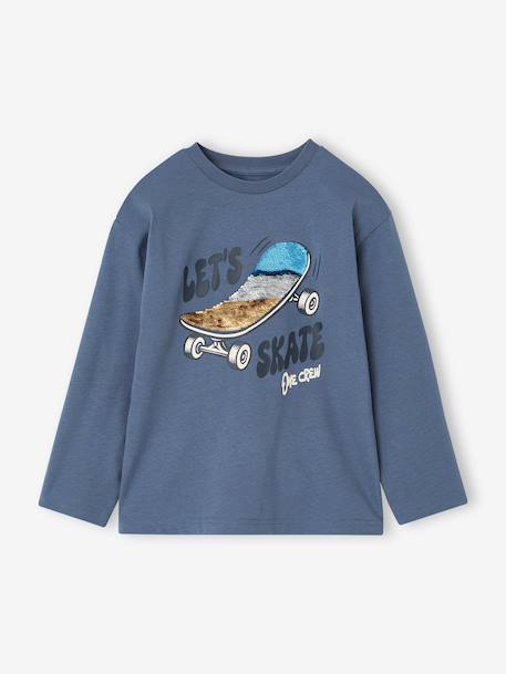 T-shirt manches longues garçon bleu moyen 3 - vertbaudet enfant 