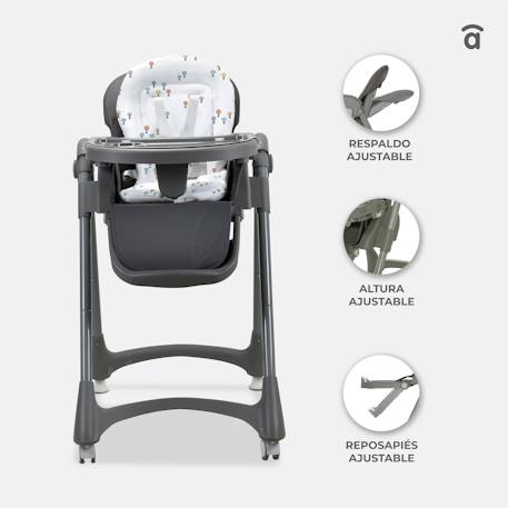 Chaise haute évolutive 6 niveaux pliable Soja Arbres Gris+Triangles Gris 11 - vertbaudet enfant 