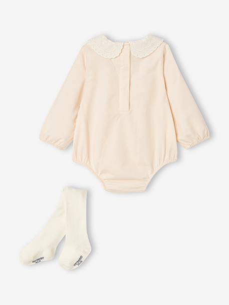 Ensemble barboteuse et collants naissance écru 2 - vertbaudet enfant 