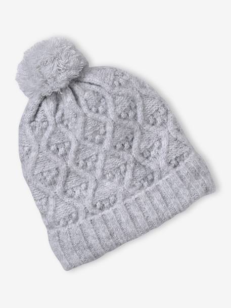 Ensemble fille tricot bonnet, snood et gants bleu ciel+gris chiné 9 - vertbaudet enfant 